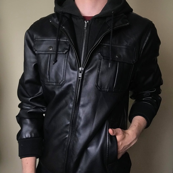 Men's OBEY Medium Faux Leather Jacket - Picture 1 of 3